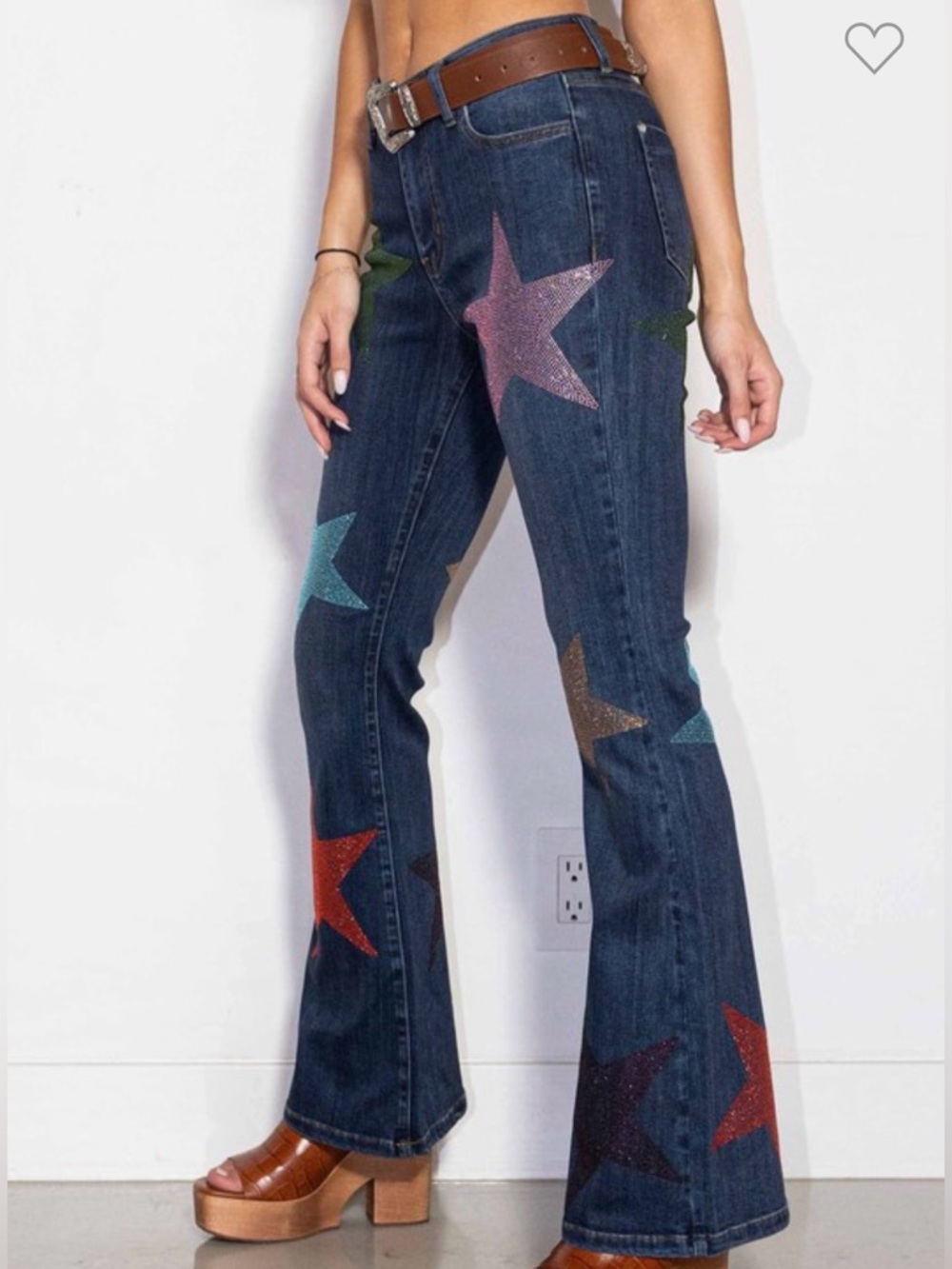 Mid Rise Star Rhinestone Bootcut Jeans - Picture 3 of 6